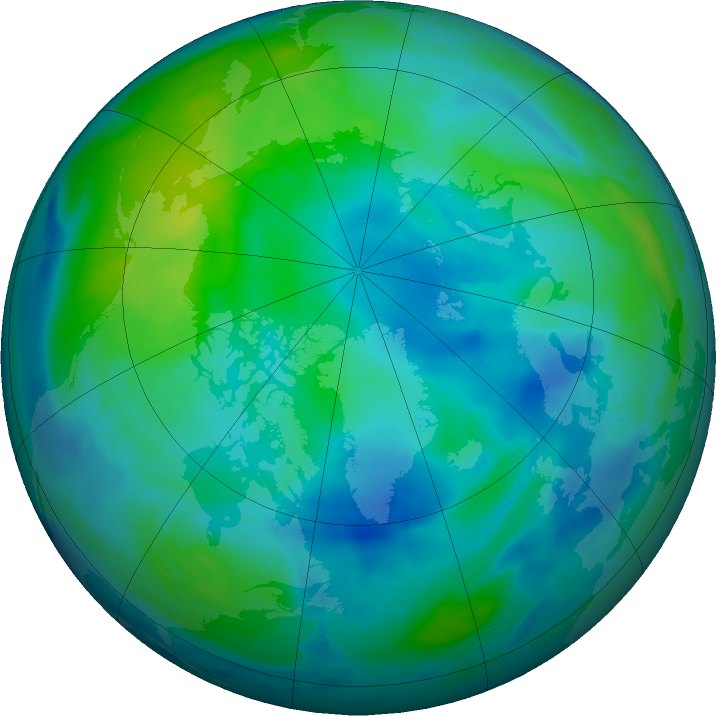 Arctic ozone map for 10 October 2023